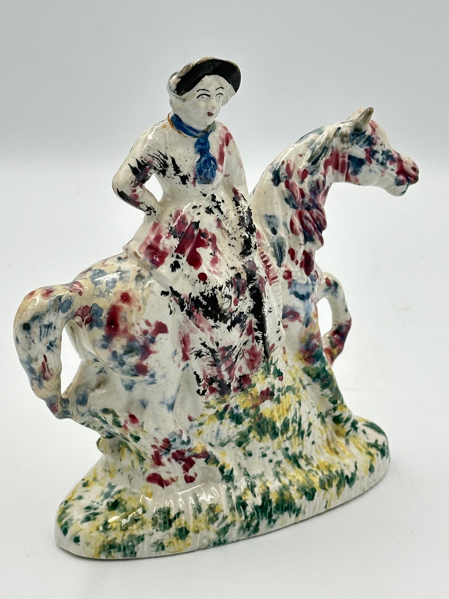 Spongeware Woman on Horse