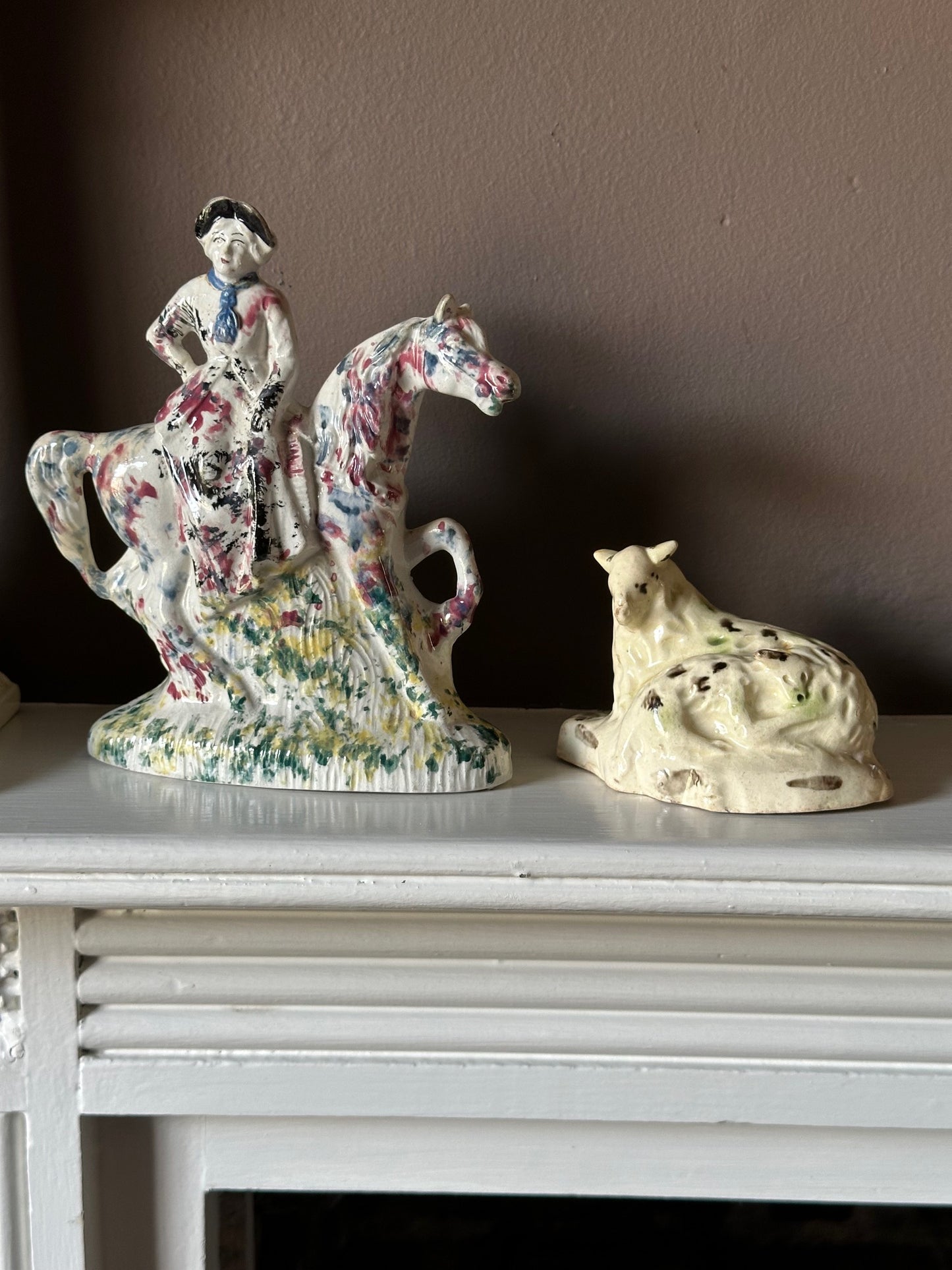 Spongeware Woman on Horse