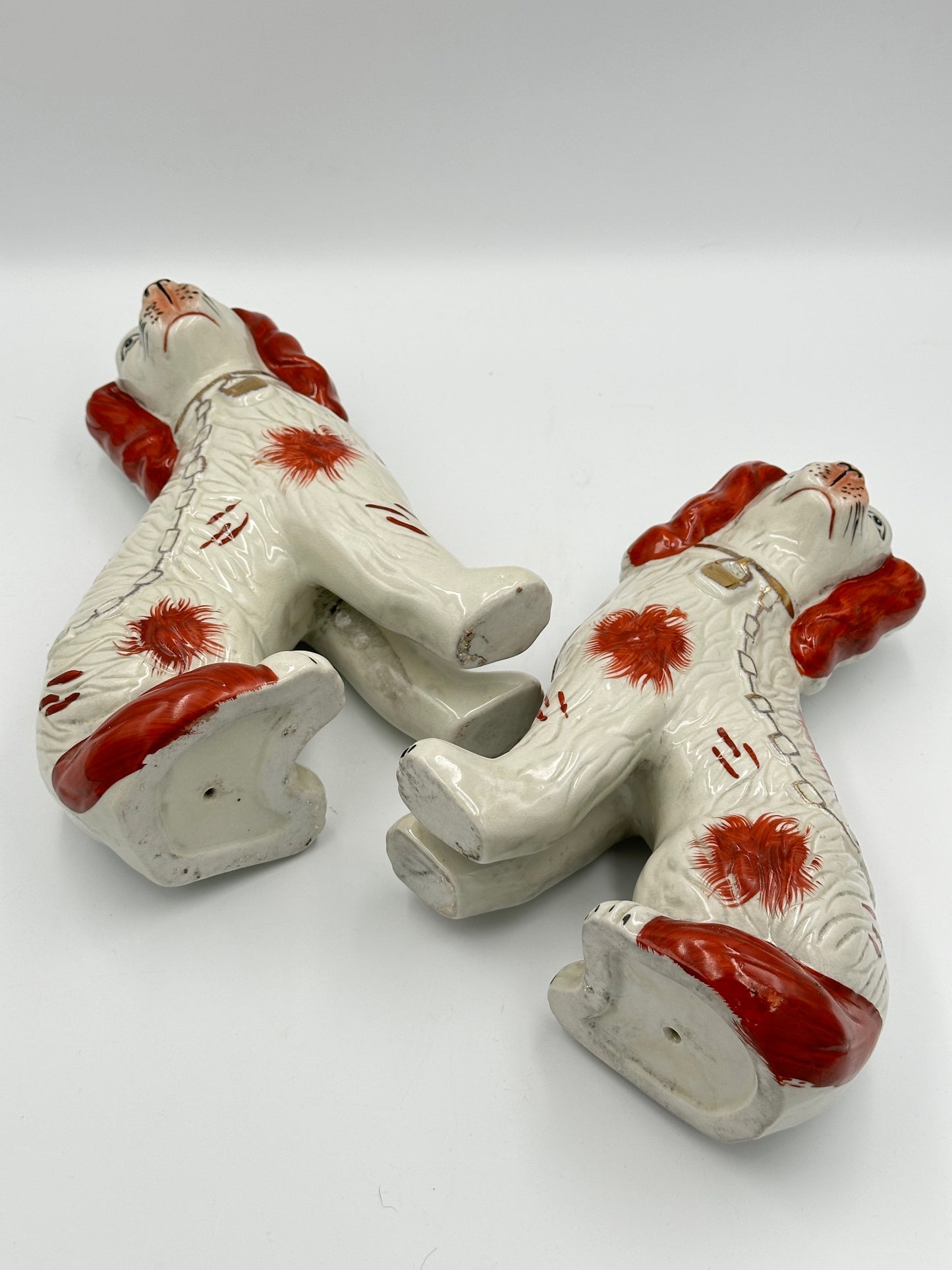 Red & White Staffordshire Dogs with Separate Feet