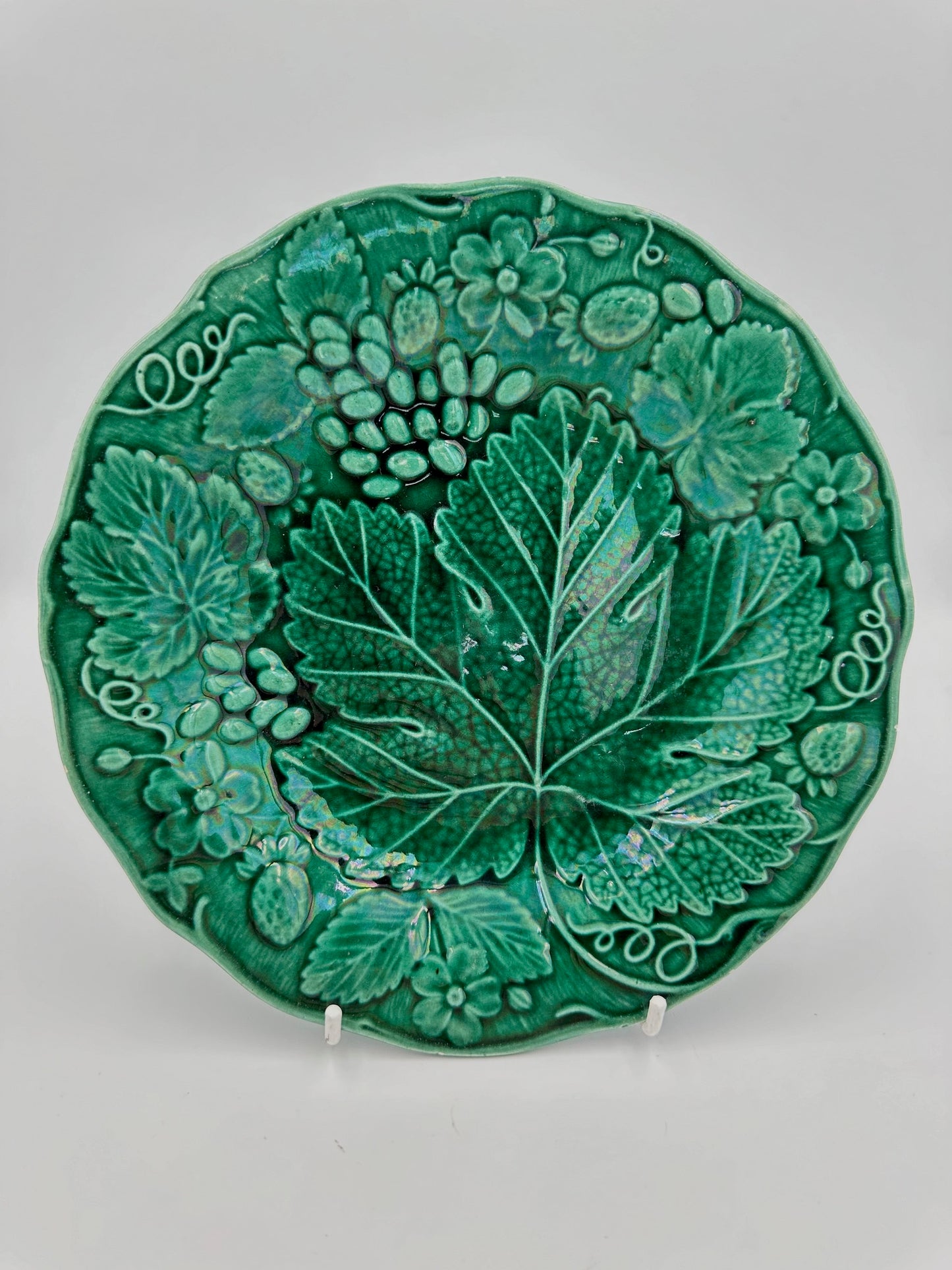 Grape Leaf & Fruit Majolica Plate