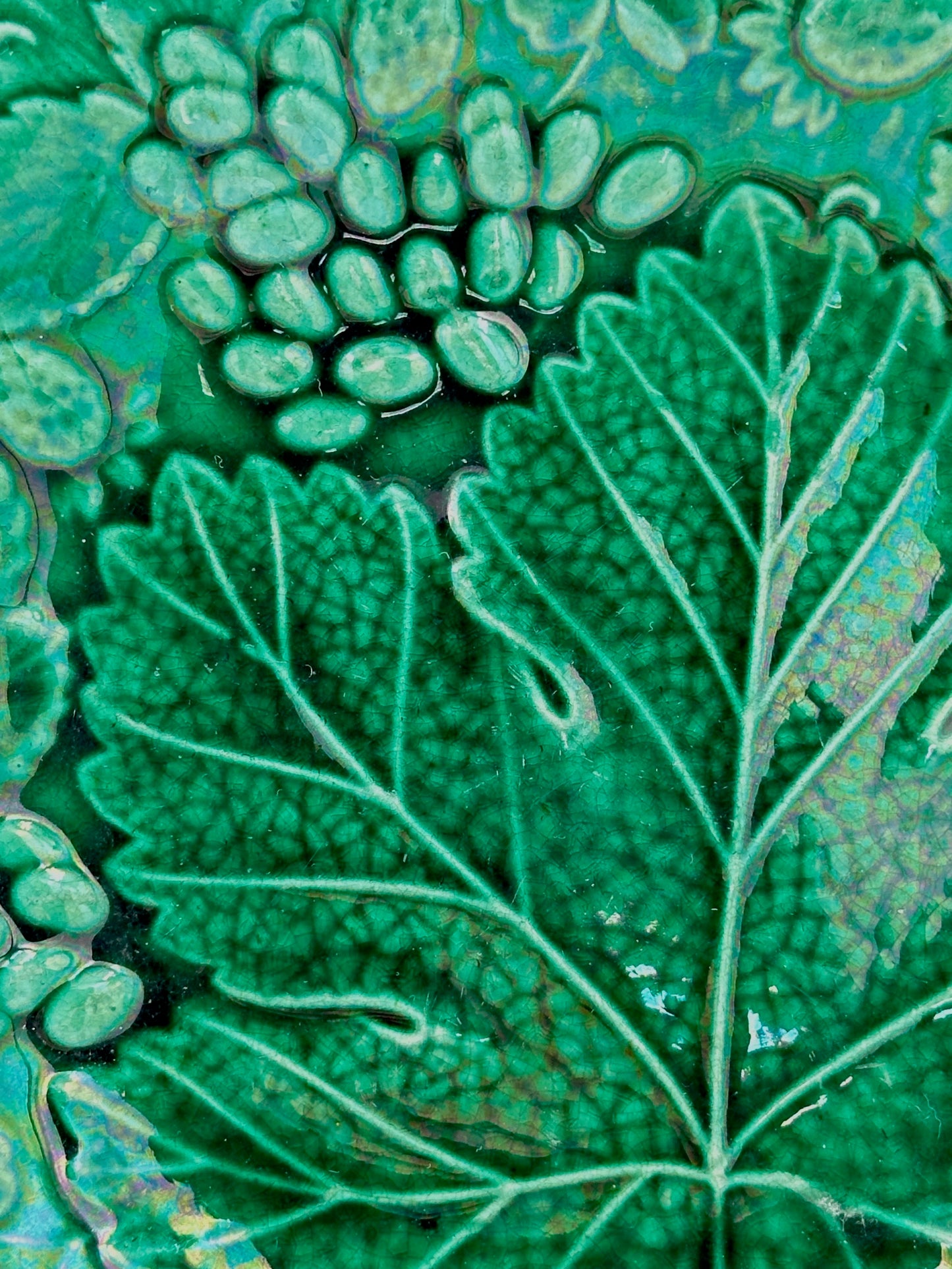 Grape Leaf & Fruit Majolica Plate