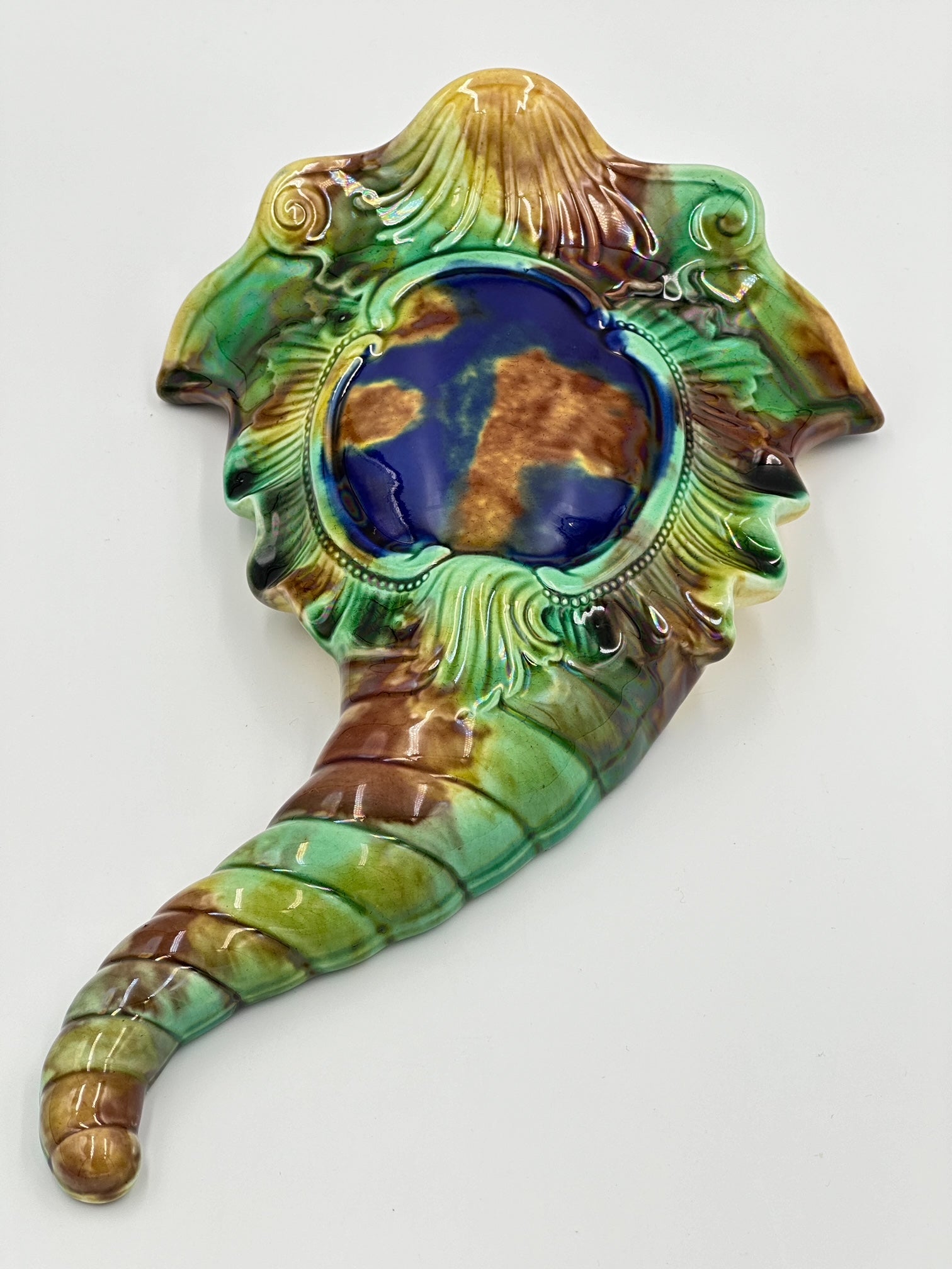 VIctorian Majolica Cornucopia Wall Pocket